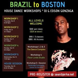 Photo of DJ Edson Gonzaga over a black background. Workshop information is displayed over the image.