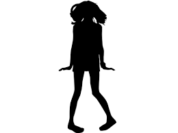 Illustration of a dancer's silhouette with feet turned in and hands flexed by their sides.
