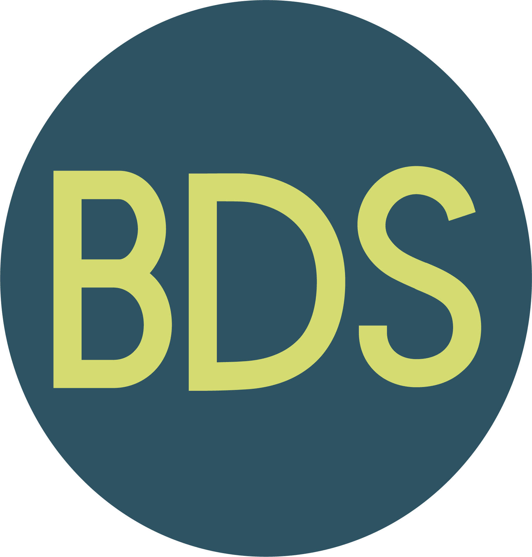 "BDS" written in light green over a dark teal circle.