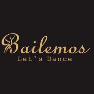 Bailemos logo: "Bailemos Let's Dance" written in golden over a black background.