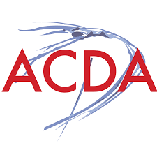 ACDA logo: "ACDA" written in red over an abstract illustration of a dancer in a back bend.