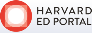 "Harvard Ed Portal" written in black over a white background to the right of a red circle with concentric lighter circles and squares.