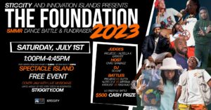The Foundation poster with event info and collage of multiple hip hop artists.