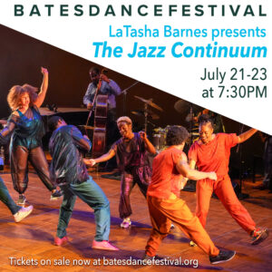 The Jazz Continuum performers on stage facing each other with one leg straight and the other bent.