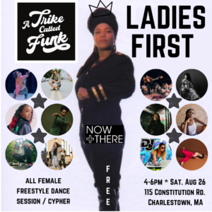 Ladies First poster with photos of women who will be performing.