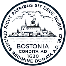 City of Boston symbol with illustration of skyline centered in a circle.