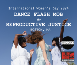 Three dancers in dresses move freely under an open blue sky