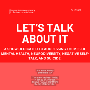 "Let's Talk About It" poster with event information displayed over red background.