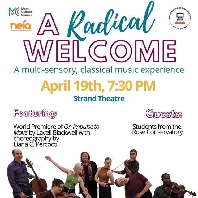 A Radical Welcome poster with event information and photos of performers.