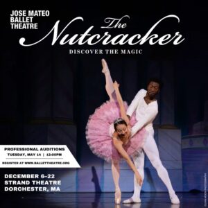 Nutcracker Audition poster with photo of pas de deux