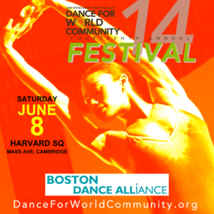 Dance for World Community poster with BDA logo.