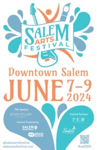 Salem Arts Fest poster with event dates and sponsor logos.