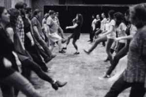 A group of people participating in Irish dance