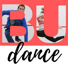 Boston University Logo with dancers in the background