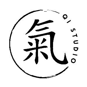 Chinese symbol in black brushstroke circle