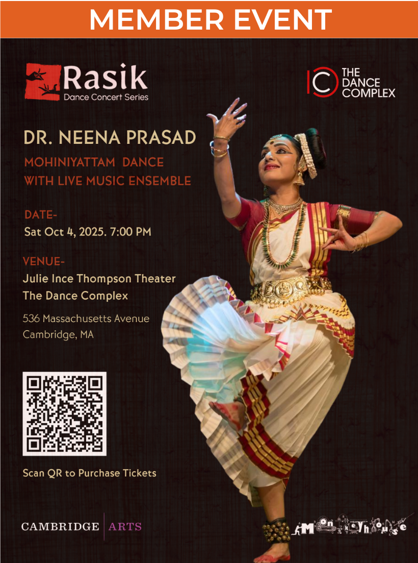 Dancer wearing a red and white costume in a dynamic pose with right arm and left leg in lifted up position